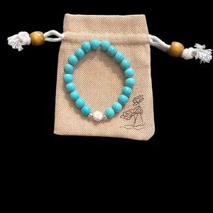 Handmade turquoise and white jasper beaded bracelet